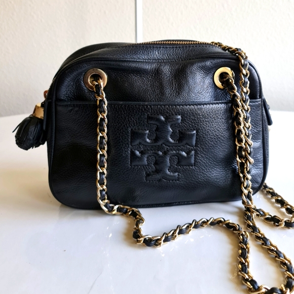 Tory Burch Black Leather Thea Chain Crossbody Bag